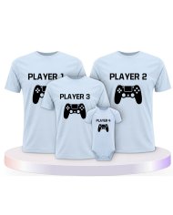 Player mit Controller Familienset T-Shirts mit Babybody | Paarpulli