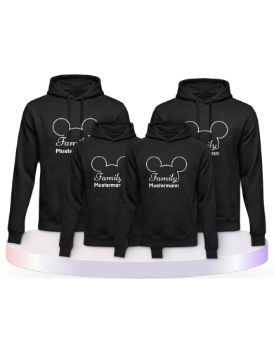 Partnerlook Hoodies mit Family Comic Design mit Wunschname | Paarpulli