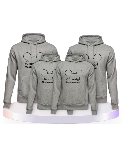 Partnerlook Hoodies mit Family Comic Design mit Wunschname | Paarpulli