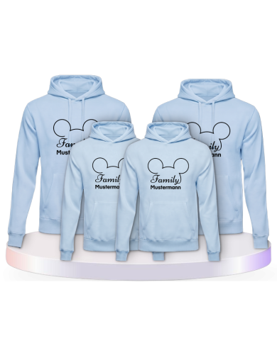 Partnerlook Hoodies mit Family Comic Design mit Wunschname | Paarpulli