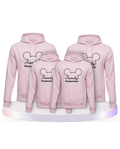 Partnerlook Hoodies mit Family Comic Design mit Wunschname | Paarpulli