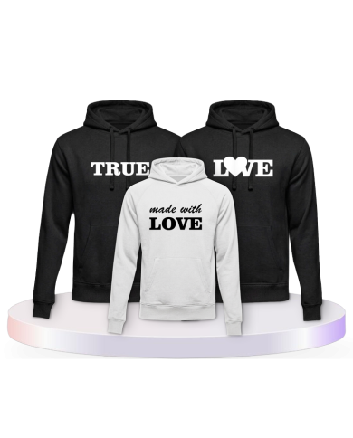 Familienlook Hoodies mit True Love und made with Love | Paarpulli