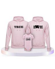 Familienlook Hoodies mit True Love und Made With Love | Paarpulli