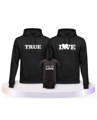 Familienlook Hoodies mit True Love und Made With Love | Paarpulli