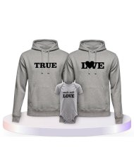 Familienlook Hoodies mit True Love und Made With Love | Paarpulli