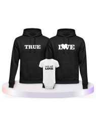 Familienlook Hoodies mit True Love und Made With Love | Paarpulli