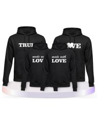 True Love und Made With Love Familienset Hoodies | Paarpulli