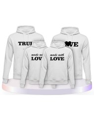 True Love und Made With Love Familienset Hoodies | Paarpulli