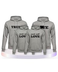 True Love und Made With Love Familienset Hoodies | Paarpulli