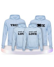 True Love und Made With Love Familienset Hoodies | Paarpulli