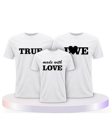 Familienlook T-Shirts mit True Love und Made With Love | Paarpulli