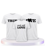 Familienlook T-Shirts mit True Love und Made With Love | Paarpulli