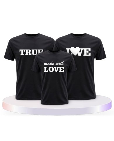 Familienlook T-Shirts mit True Love und Made With Love | Paarpulli