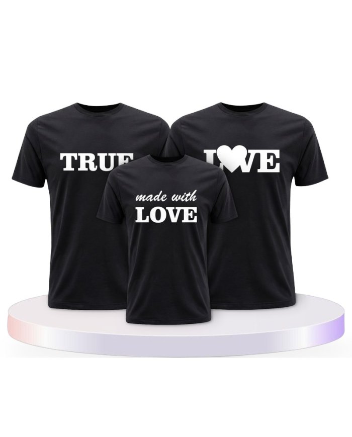 Familienlook T-Shirts mit True Love und Made With Love | Paarpulli