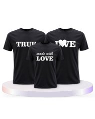 Familienlook T-Shirts mit True Love und Made With Love | Paarpulli