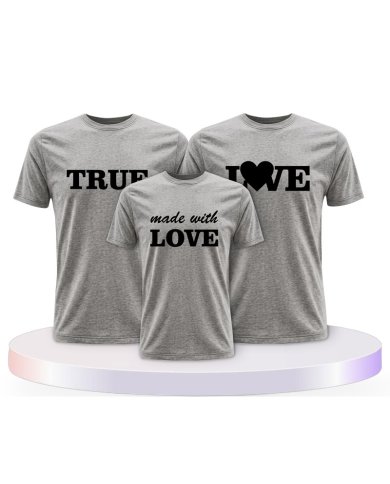 Familienlook T-Shirts mit True Love und Made With Love | Paarpulli