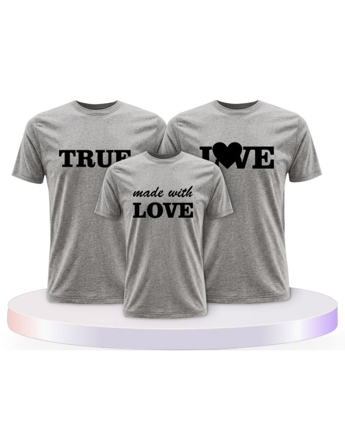 Familienlook T-Shirts mit True Love und Made With Love | Paarpulli