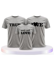 Familienlook T-Shirts mit True Love und Made With Love | Paarpulli