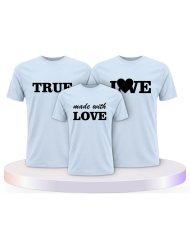 Familienlook T-Shirts mit True Love und Made With Love | Paarpulli