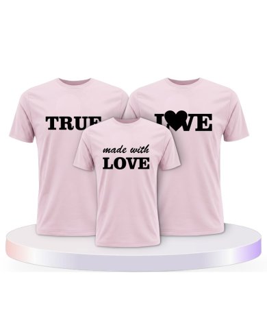 Familienlook T-Shirts mit True Love und Made With Love | Paarpulli