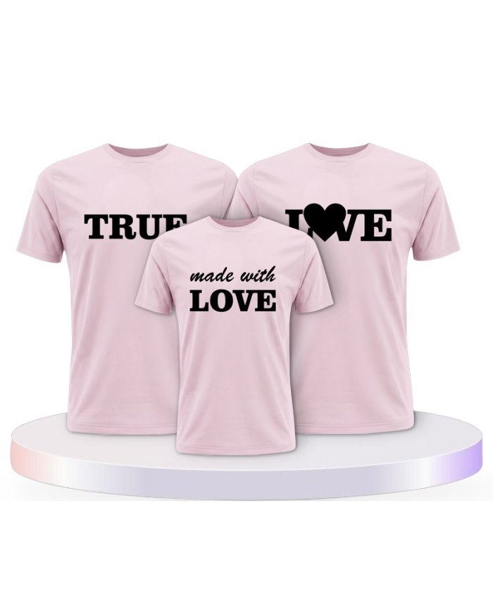 Familienlook T-Shirts mit True Love und Made With Love | Paarpulli