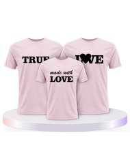 Familienlook T-Shirts mit True Love und Made With Love | Paarpulli