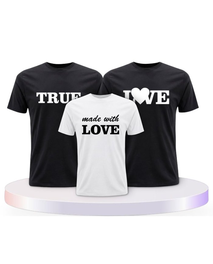 Familienlook T-Shirts mit True Love und Made With Love | Paarpulli