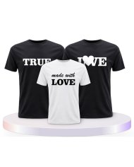 Familienlook T-Shirts mit True Love und Made With Love | Paarpulli