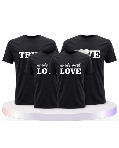 True Love und Made With Love Familienset T-Shirts | Paarpulli