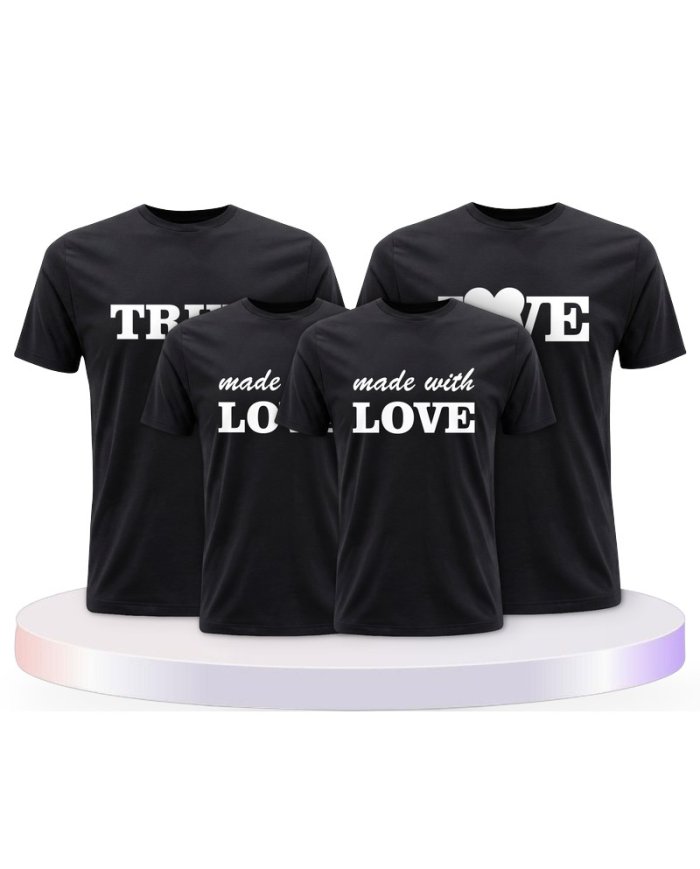 True Love und Made With Love Familienset T-Shirts | Paarpulli