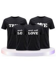 True Love und Made With Love Familienset T-Shirts | Paarpulli