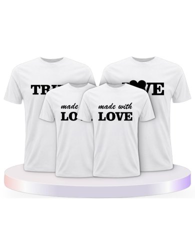 True Love und Made With Love Familienset T-Shirts | Paarpulli