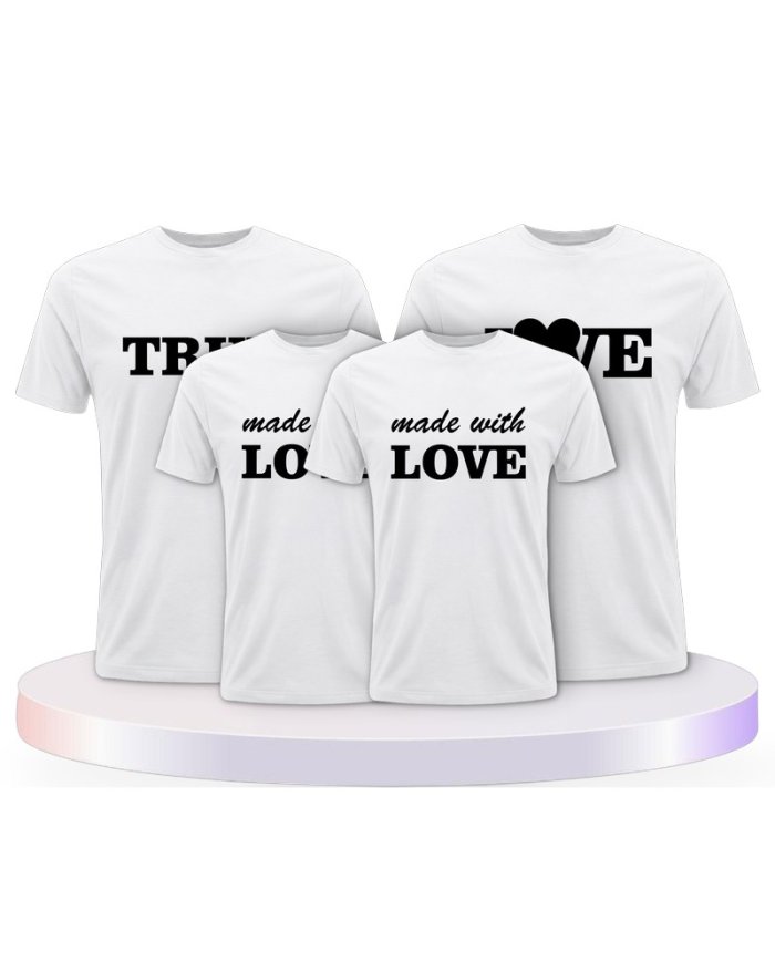 True Love und Made With Love Familienset T-Shirts | Paarpulli