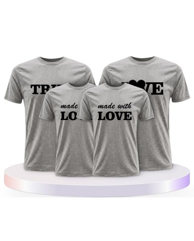 True Love und Made With Love Familienset T-Shirts | Paarpulli