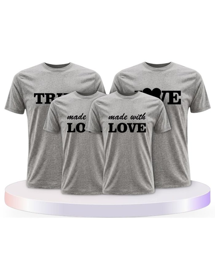 True Love und Made With Love Familienset T-Shirts | Paarpulli