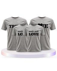 True Love und Made With Love Familienset T-Shirts | Paarpulli