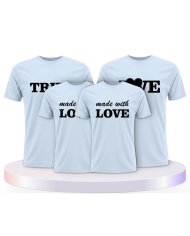 True Love und Made With Love Familienset T-Shirts | Paarpulli