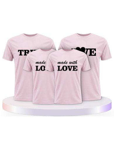 True Love und Made With Love Familienset T-Shirts | Paarpulli