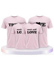 True Love und Made With Love Familienset T-Shirts | Paarpulli