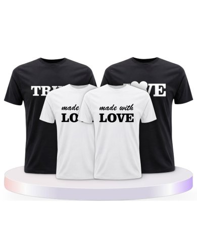 True Love und Made With Love Familienset T-Shirts | Paarpulli