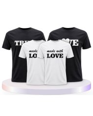 True Love und Made With Love Familienset T-Shirts | Paarpulli