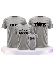 Familienlook T-Shirts mit True Love und Made With Love | Paarpulli