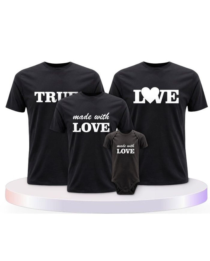 Familienlook T-Shirts mit True Love und Made With Love | Paarpulli