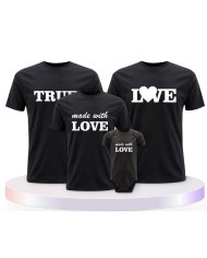 Familienlook T-Shirts mit True Love und Made With Love | Paarpulli