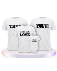 Familienlook T-Shirts mit True Love und Made With Love | Paarpulli