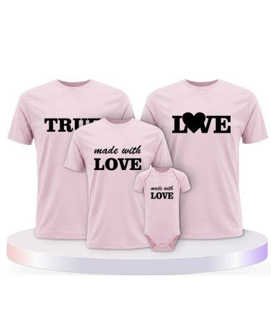 Familienlook T-Shirts mit True Love und Made With Love | Paarpulli