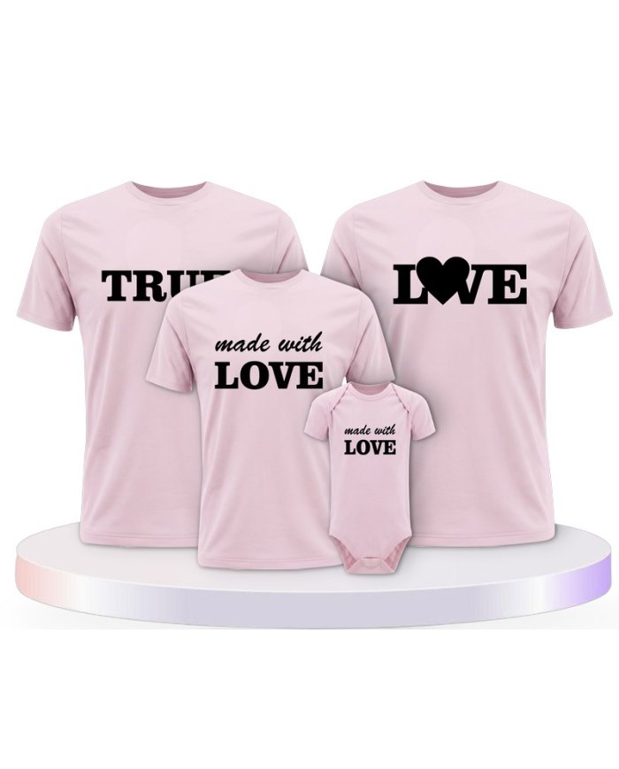 Familienlook T-Shirts mit True Love und Made With Love | Paarpulli