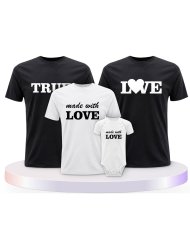 Familienlook T-Shirts mit True Love und Made With Love | Paarpulli