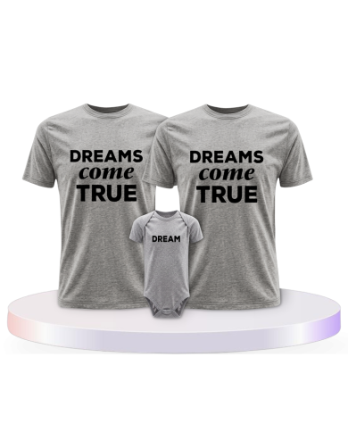 Familienlook T-Shirts mit Dreams come True mit Baby Body | Paarpulli