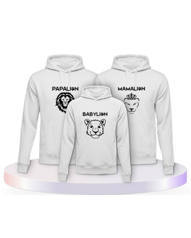 Familienlook Hoodies mit Löwen als | Paarpulli